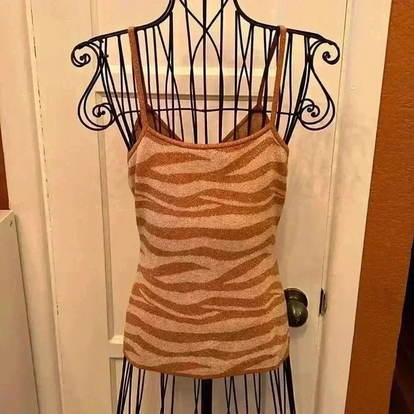 Anthropologie Cora Metallic Zebra Tank-Sz XS - Picture 2 of 5